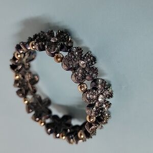 Rhinestone Floral Metal Beaded Double Elastic Bracelet